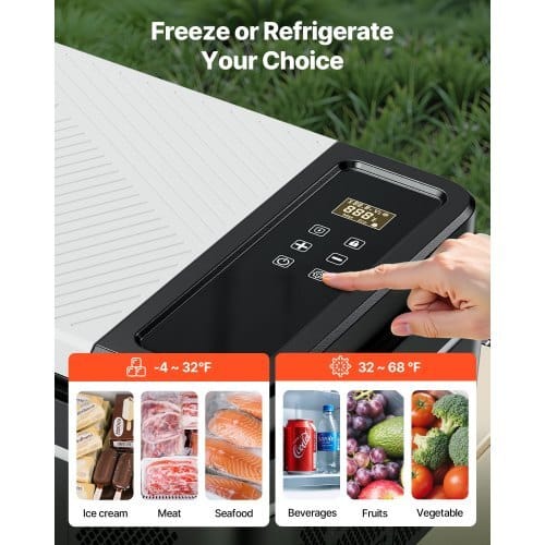 Car Refrigerator, DC 12/24V AC100-240V Compressor Electric Cooler, -4?°F to 68?°F Car Fridge with APP Control, 23 QT Cars Freezer for RVs, Campsites, Boats, Camping, Fishing, 45W Portable Freezer