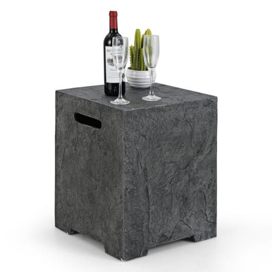 Propane Tank Cover Table Outdoor Gas Tank Storage Hideaway Cover - Color: Gray