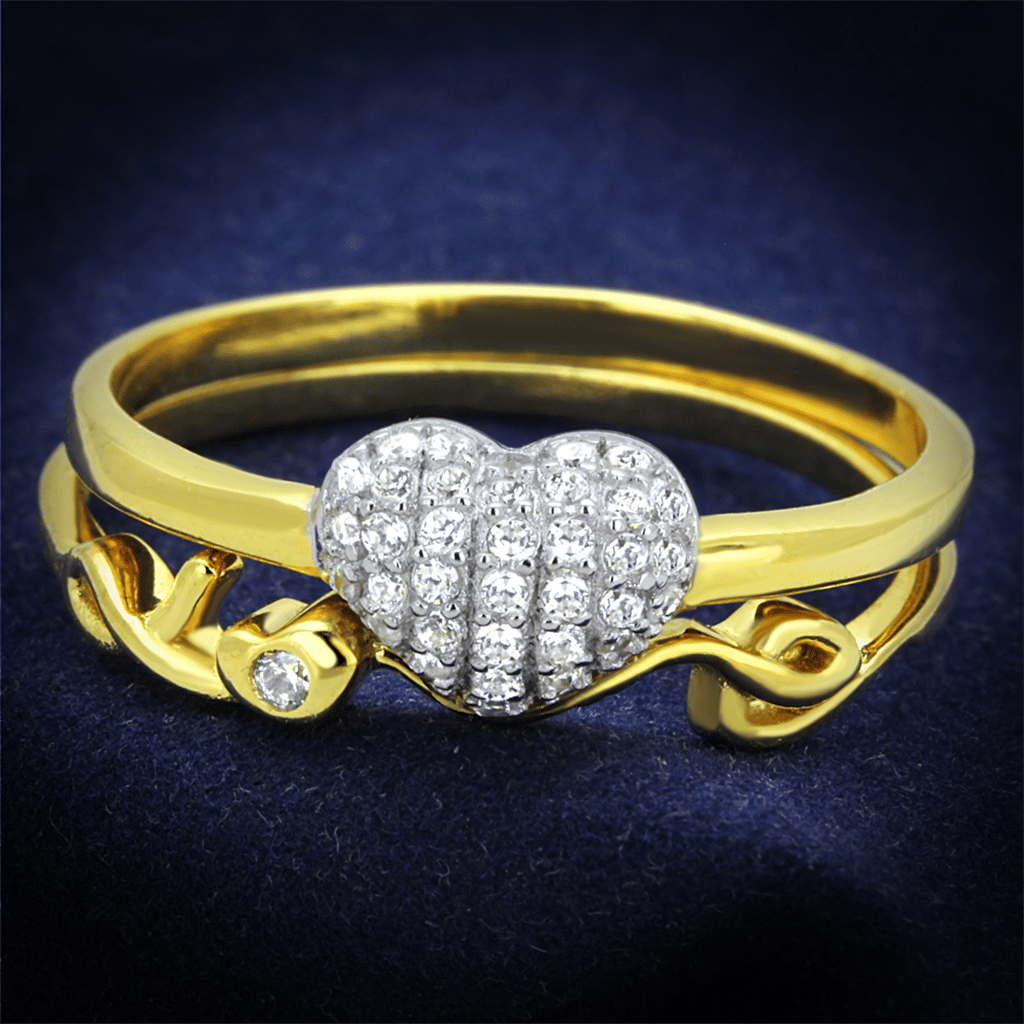 TS311 - Gold+Rhodium 925 Sterling Silver Ring with AAA Grade CZ in Clear