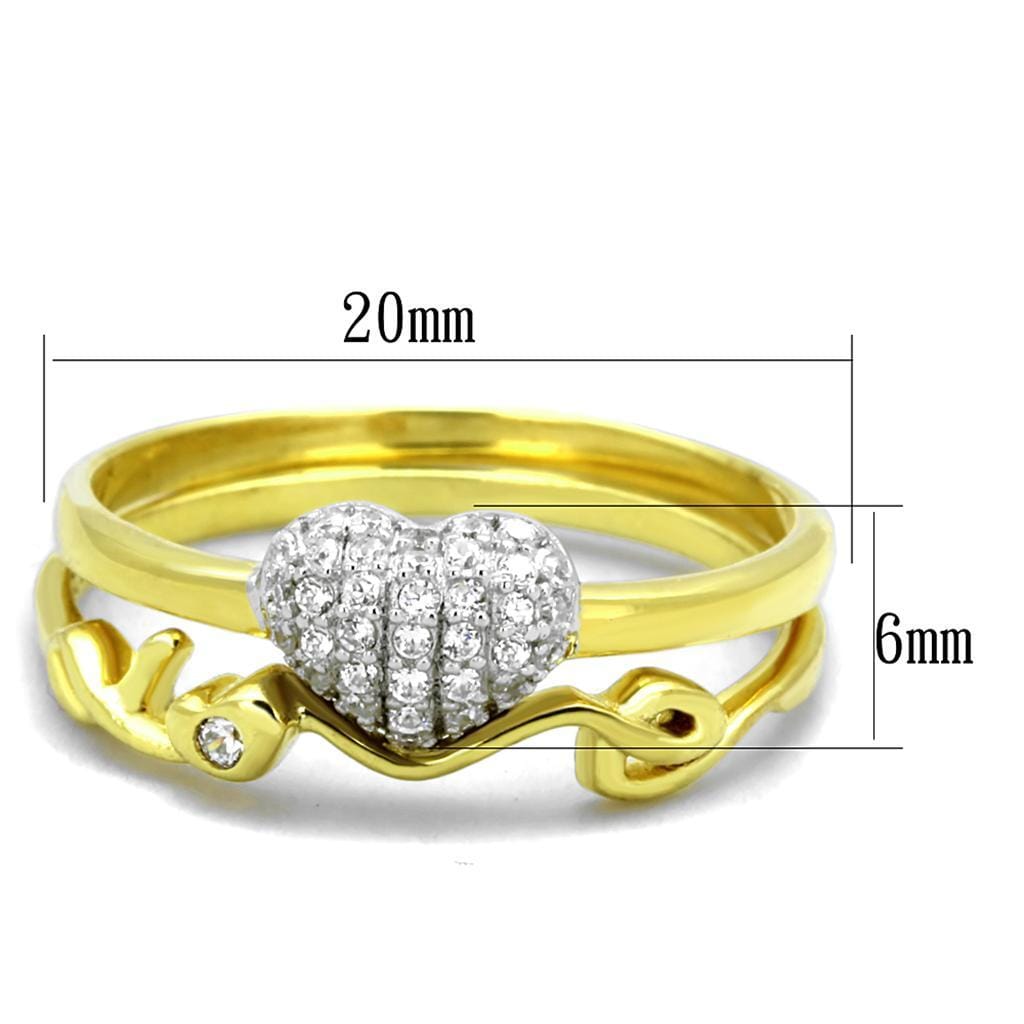 TS311 - Gold+Rhodium 925 Sterling Silver Ring with AAA Grade CZ in Clear