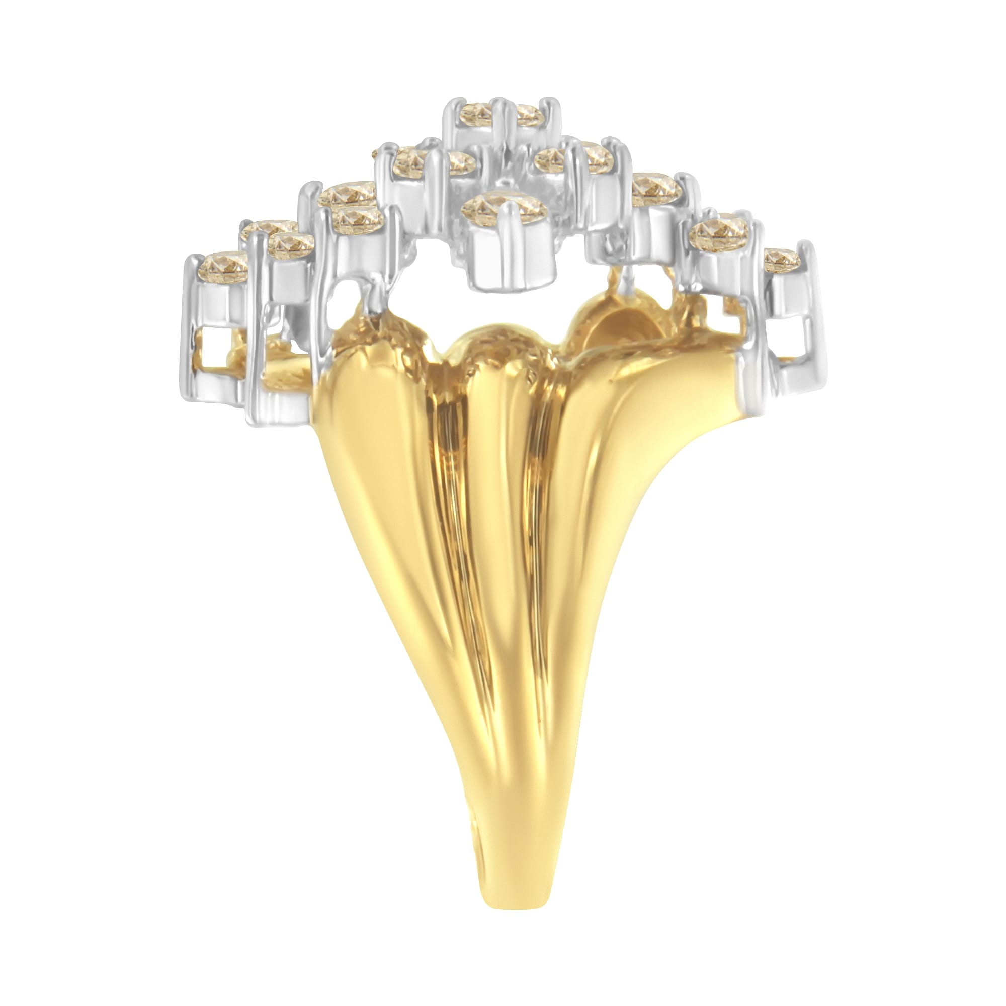 10K Yellow Gold Plated .925 Sterling Silver Diamond Cocktail Ring (1 1/2 Cttw, J-K Color, I1-I2 Clarity) - Size 6
