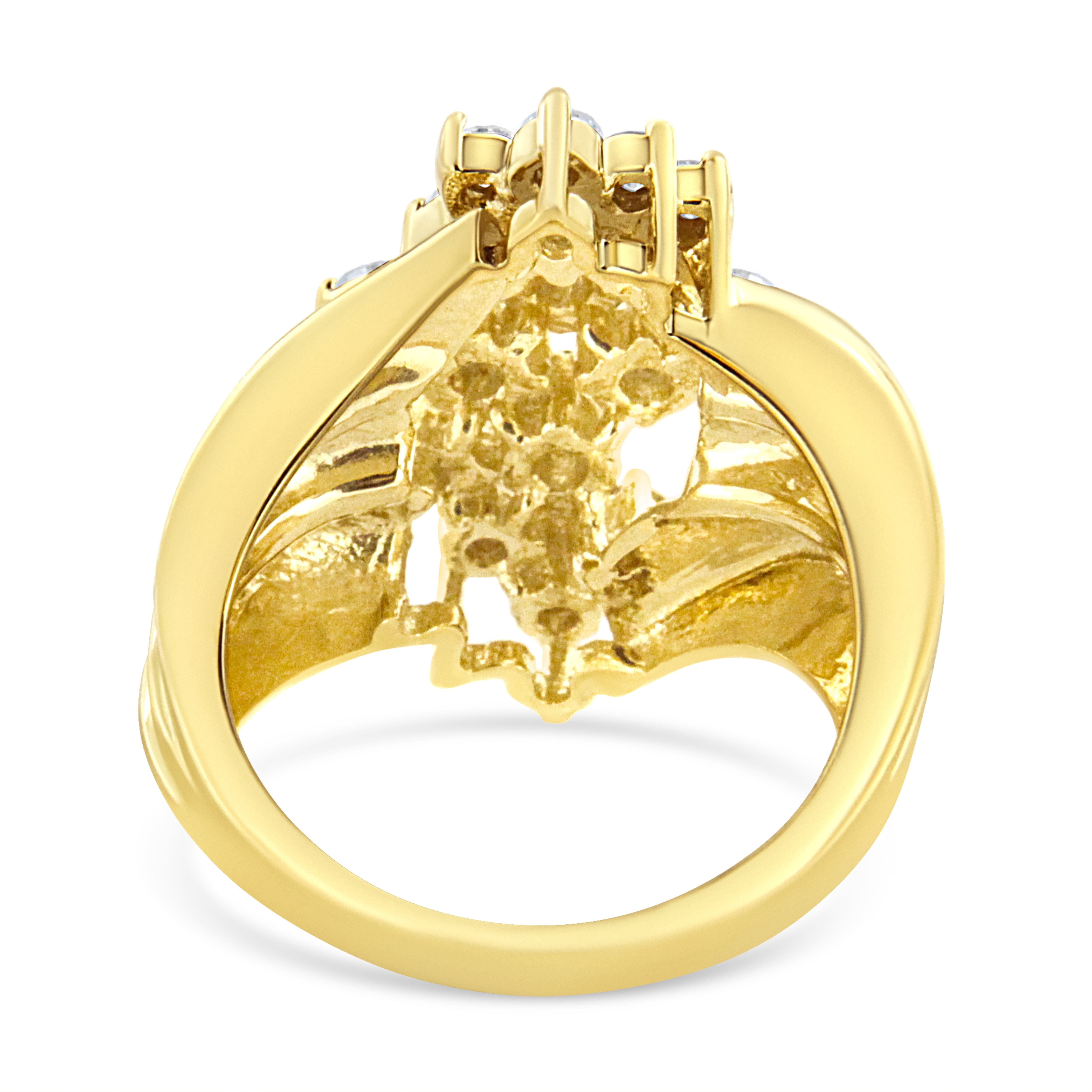 10K Yellow Gold Plated .925 Sterling Silver Diamond Cocktail Ring (1 1/2 Cttw, J-K Color, I1-I2 Clarity) - Size 6