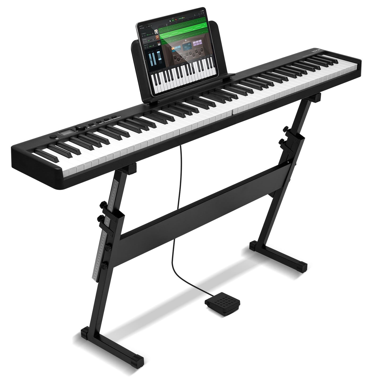 88 Key Folding Keyboard Piano, Bluetooth & MIDI, Portable Electronic Digital Foldable Piano with Stand Sustain Pedal Bag Touch Sensitive Keys, Rechargeable for Beginners Teens Adults, Black