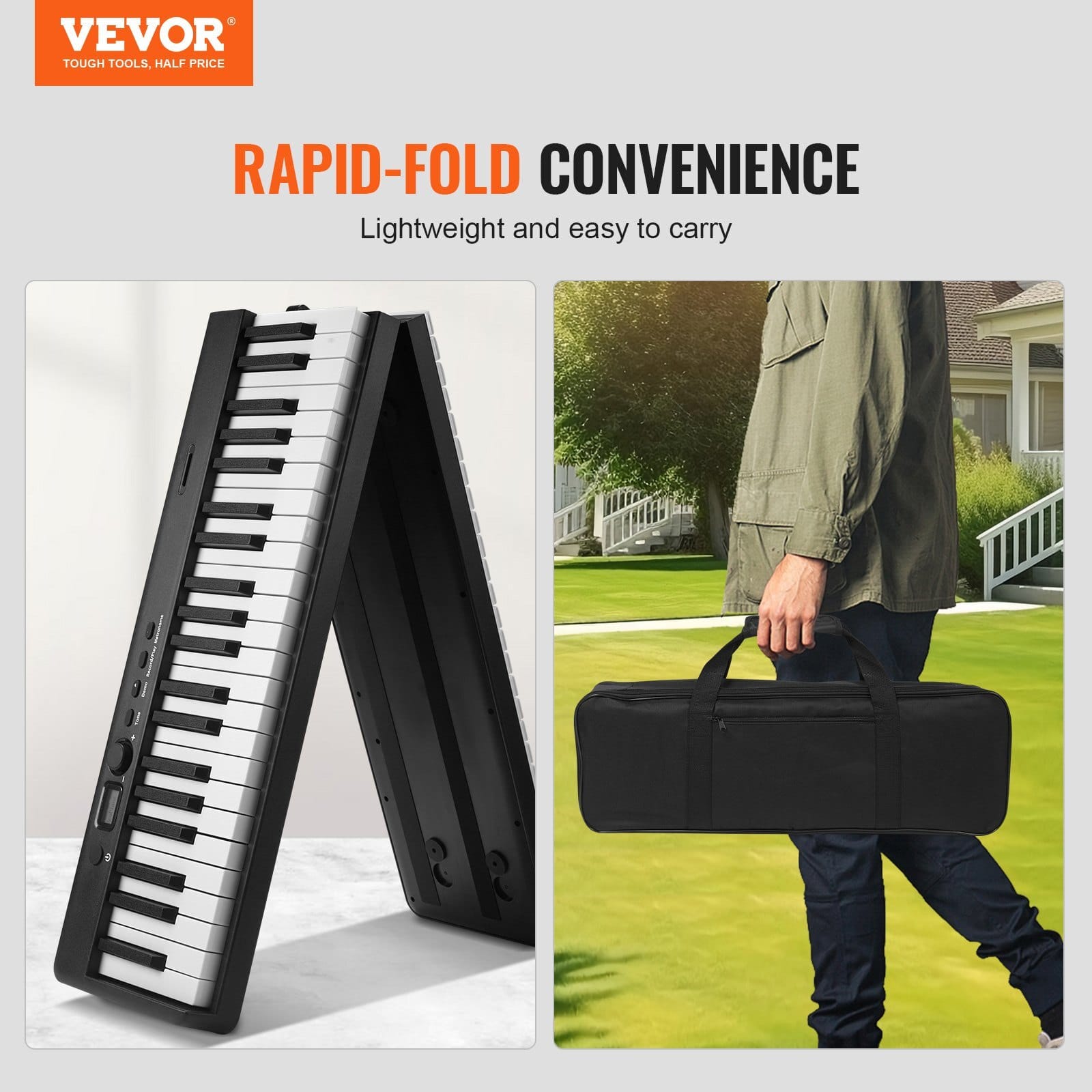 88 Key Folding Keyboard Piano, Bluetooth & MIDI, Portable Electronic Digital Foldable Piano with Stand Sustain Pedal Bag Touch Sensitive Keys, Rechargeable for Beginners Teens Adults, Black