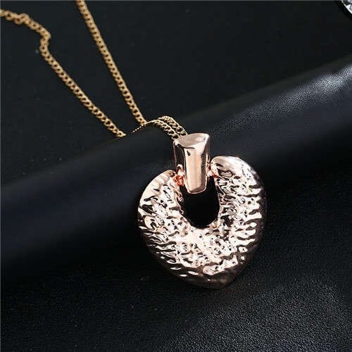 Coarse Texture Vintage Fashion Peach Heart Alloy Women Wholesale Costume Necklace - Rose Gold