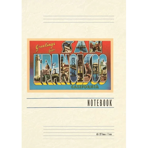Vintage Lined Notebook Greetings from San Francisco, California - Paperback