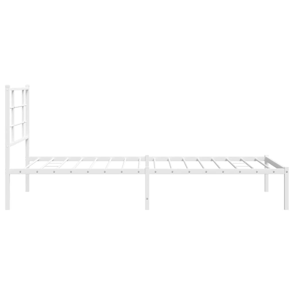 Metal Bed Frame without Mattress with Headboard White 39.4"x78.7"