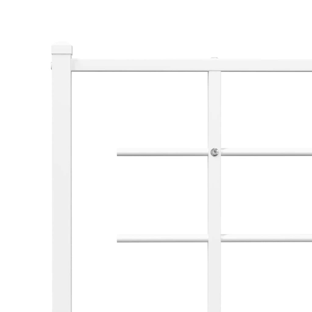 Metal Bed Frame without Mattress with Headboard White 39.4"x78.7"