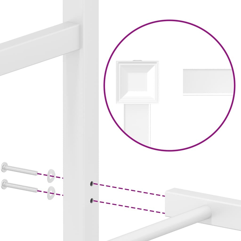Metal Bed Frame without Mattress with Headboard White 39.4"x78.7"