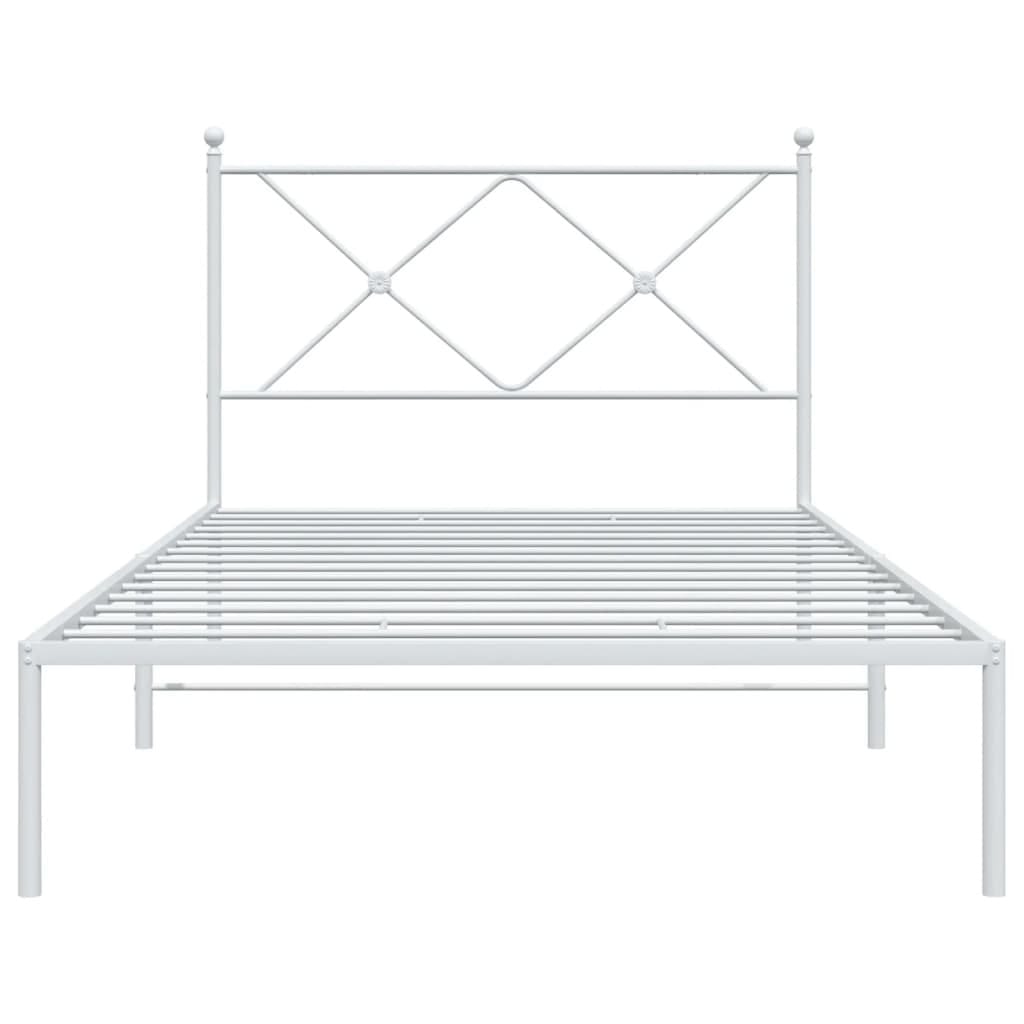 Metal Bed Frame without Mattress with Headboard White 39.4"x78.7"