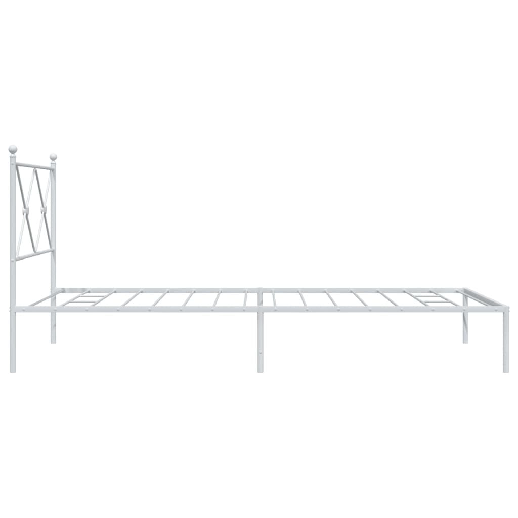 Metal Bed Frame without Mattress with Headboard White 39.4"x78.7"