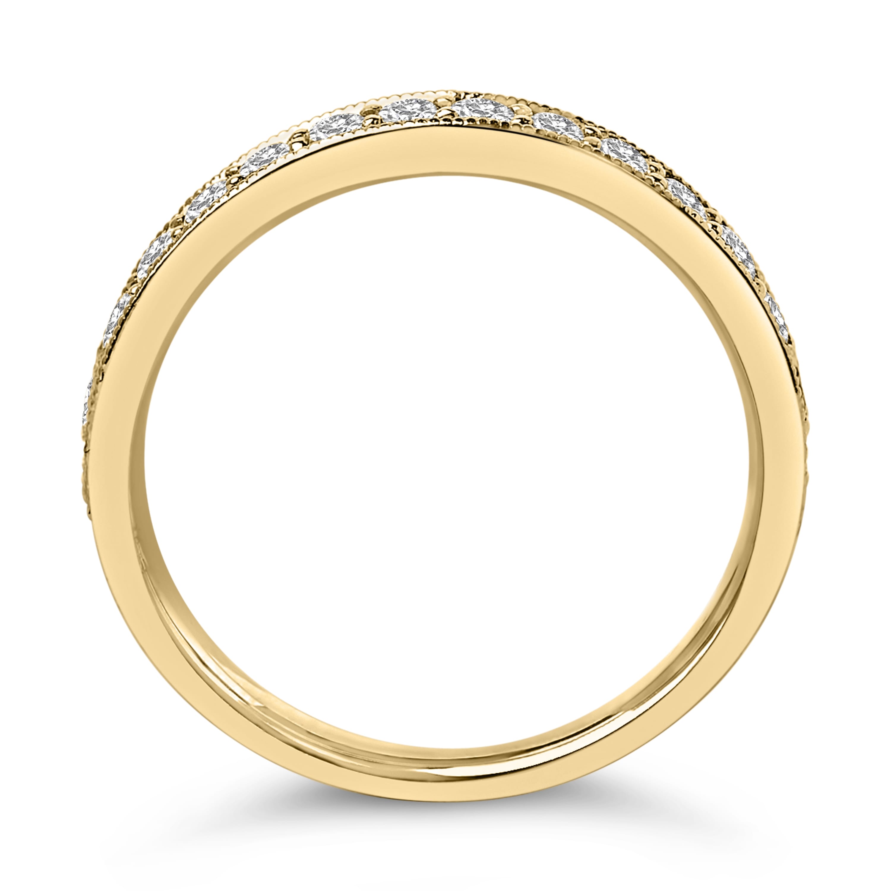 14K Yellow Gold 1/2 Cttw Round Diamond Milgrain Wedding Band