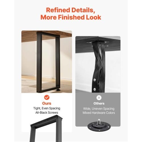 Table Legs, 29.1" H x 17.7" W Square Steel Furniture Legs, Modular Design, Easy Assembly, 2204 lbs Max Load Heavy Duty, for Home Office Desk, Workbenches, Dinner Bar Tables, Set of 2, Black