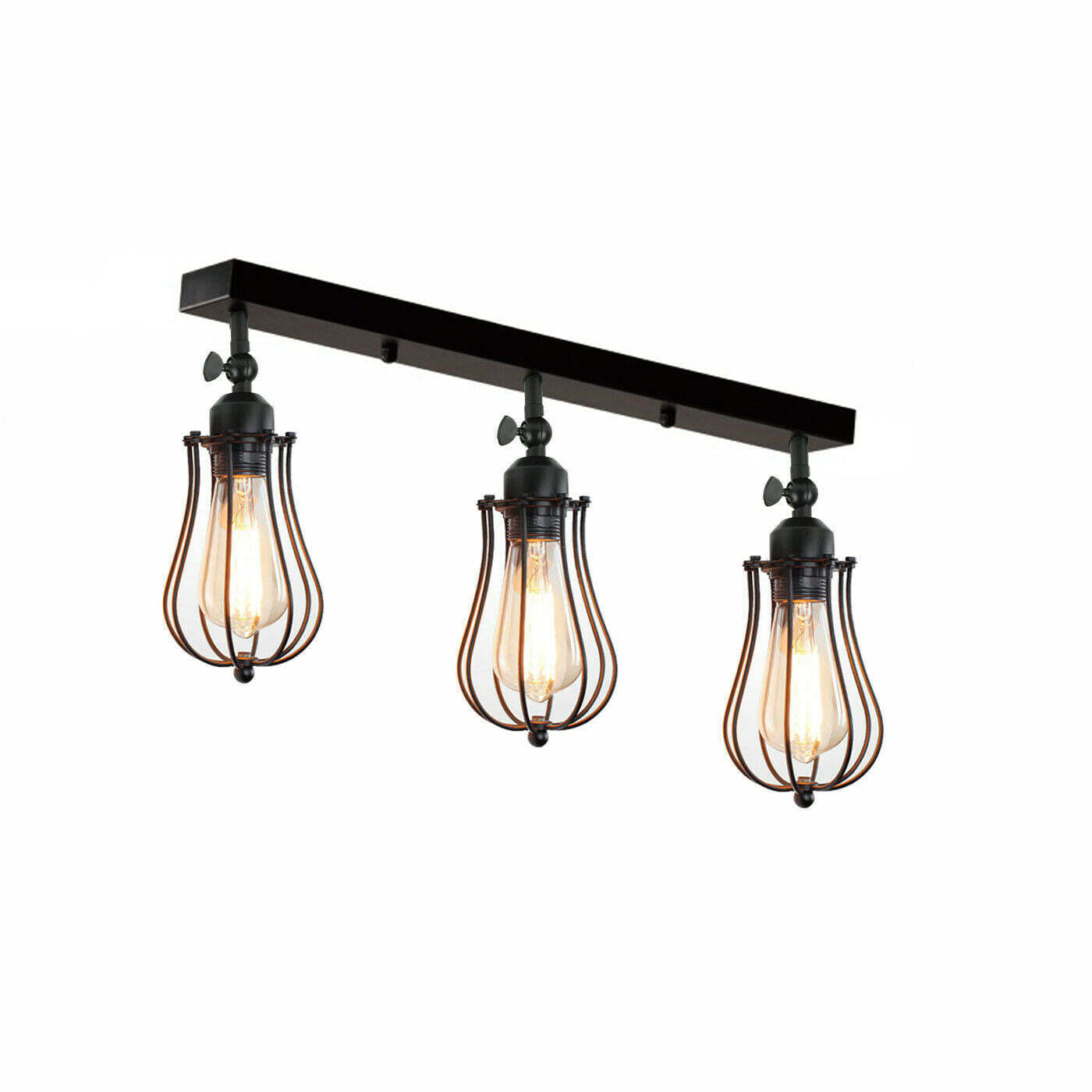 Vintage Industrial 3 Way Ceiling Bar Cage Lights~1181