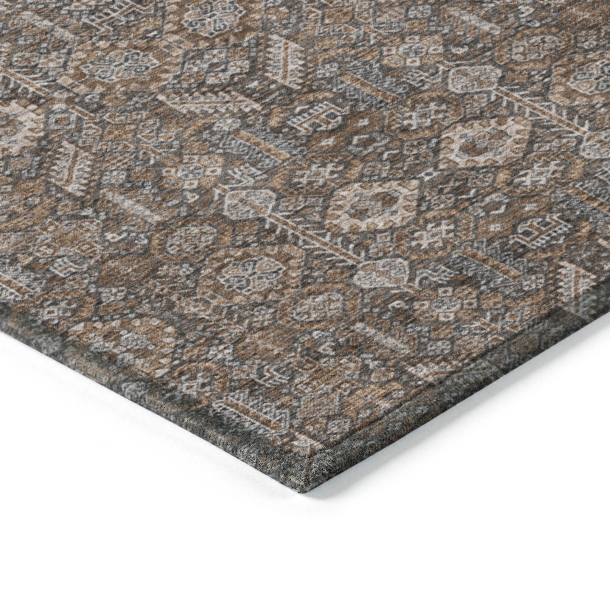 5' X 8' Chocolate Tribal Washable Indoor Outdoor Area Rug