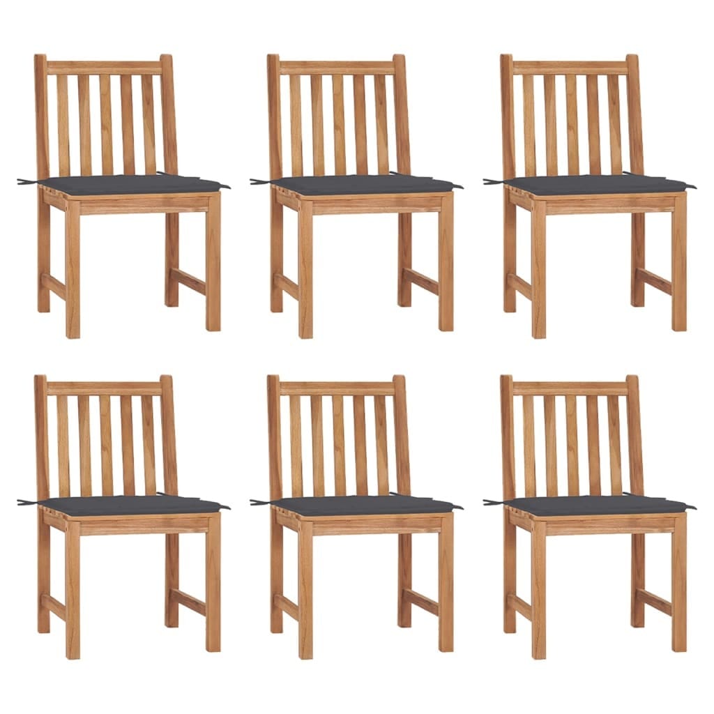 Patio Chairs 6 pcs with Cushions Solid Teak Wood