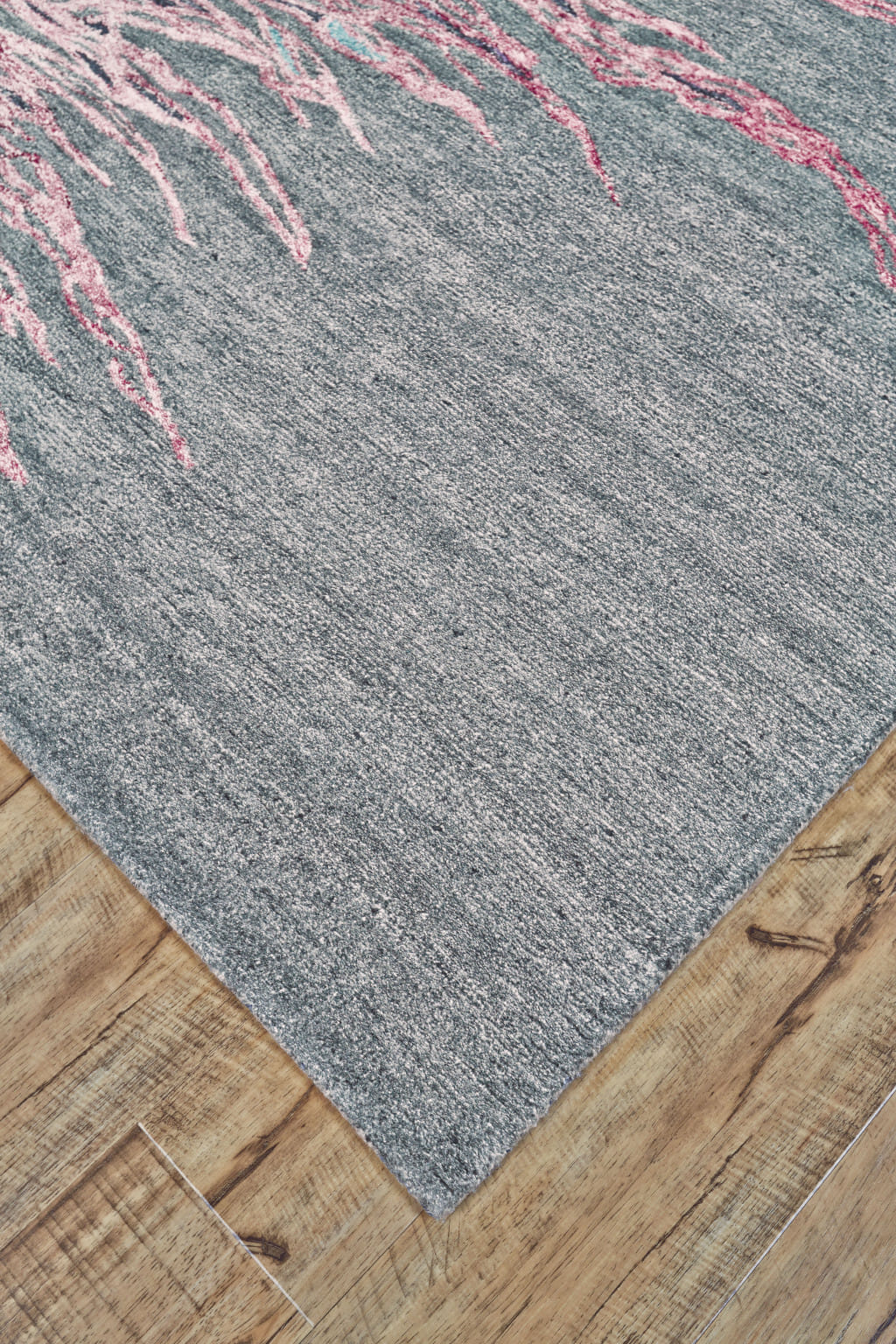 8' X 11' Red and Gray Abstract Hand Tufted Area Rug