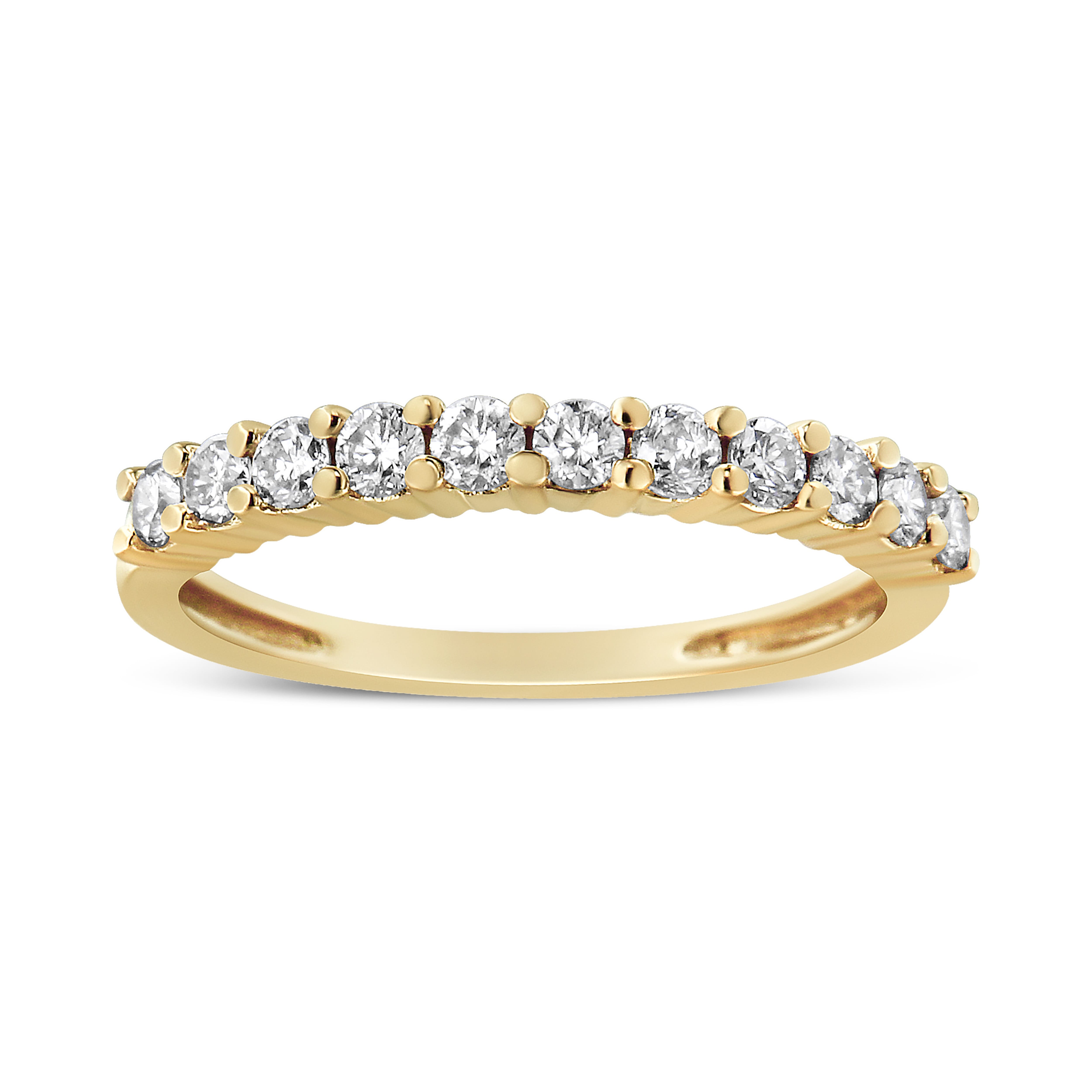 IGI Certified 1/2 Cttw Diamond 10K Yellow Gold Prong Set Fluted Band Style Wedding Ring (J-K Color, I1-I2 Clarity) - Size 6