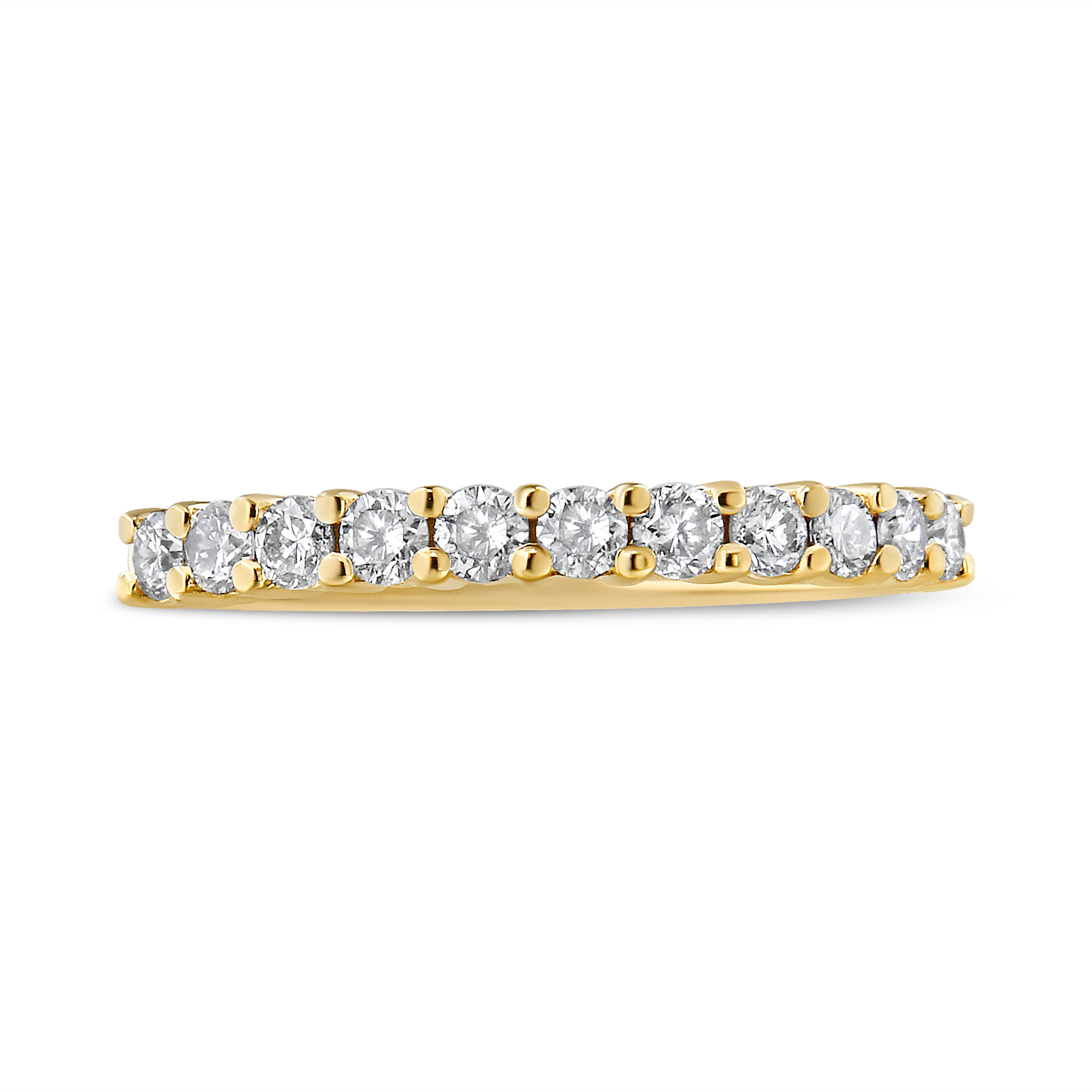 IGI Certified 1/2 Cttw Diamond 10K Yellow Gold Prong Set Fluted Band Style Wedding Ring (J-K Color, I1-I2 Clarity) - Size 6