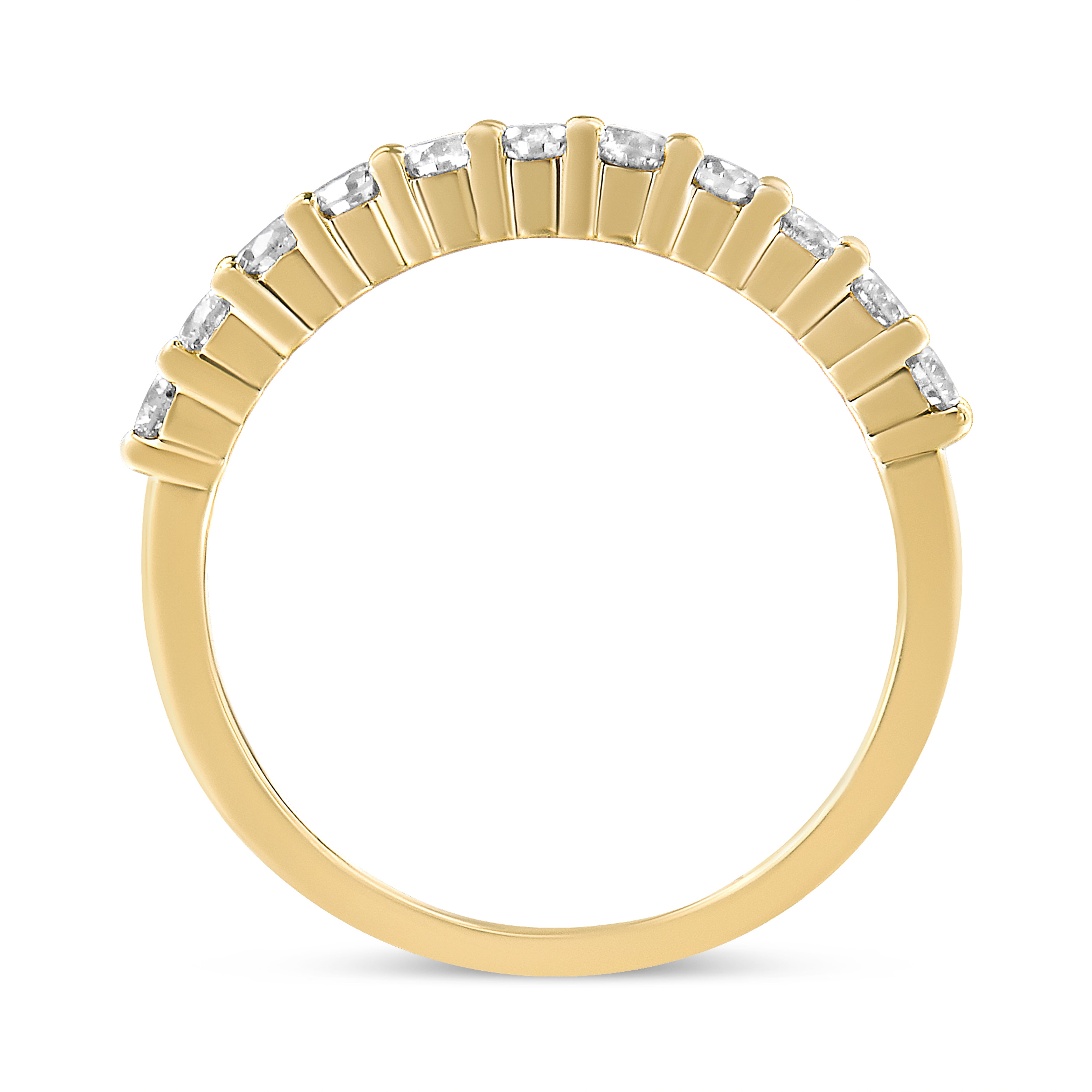 IGI Certified 1/2 Cttw Diamond 10K Yellow Gold Prong Set Fluted Band Style Wedding Ring (J-K Color, I1-I2 Clarity) - Size 6