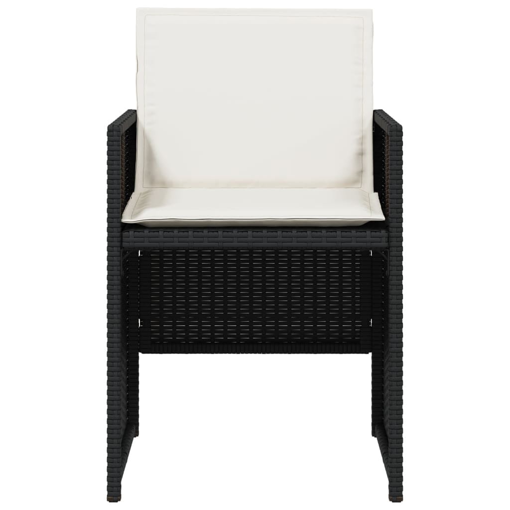 Patio Chairs with Cushions 4 pcs Black Poly Rattan