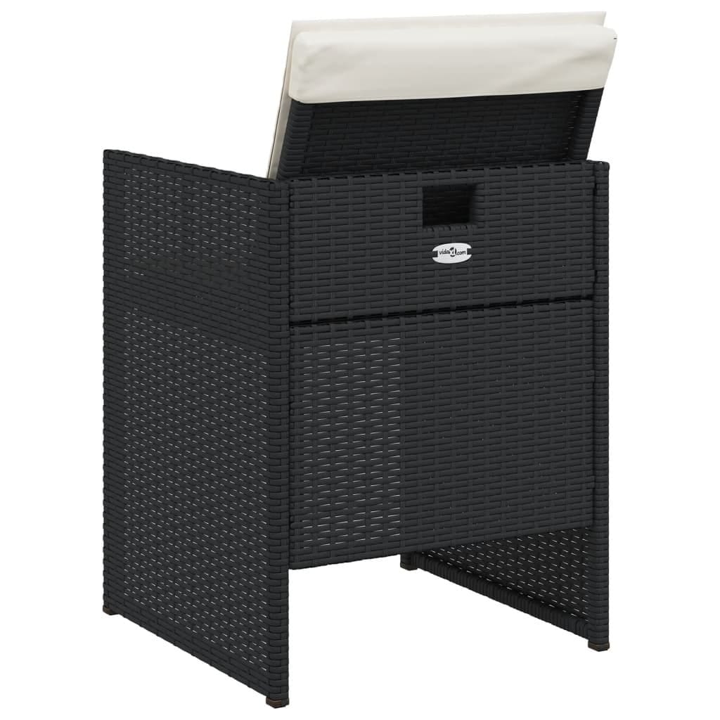Patio Chairs with Cushions 4 pcs Black Poly Rattan