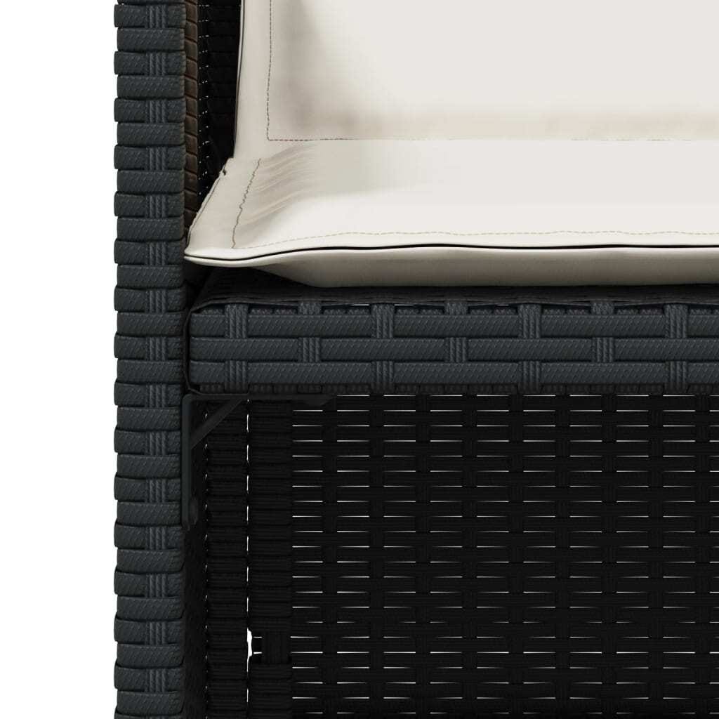 Patio Chairs with Cushions 4 pcs Black Poly Rattan