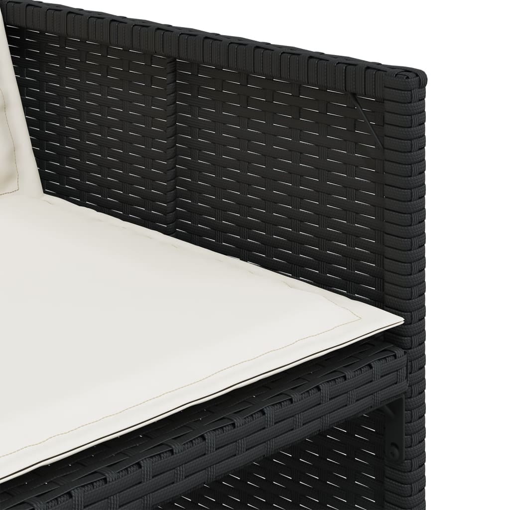 Patio Chairs with Cushions 4 pcs Black Poly Rattan