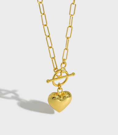 Women Simple Love Heart OT 925 Sterling Silver Necklace