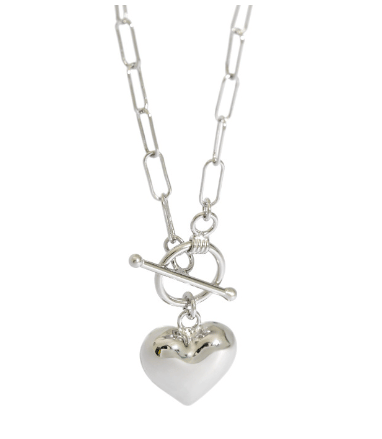 Women Simple Love Heart OT 925 Sterling Silver Necklace