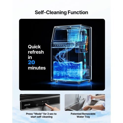 Commercial Ice Maker Machine, 120Lbs/24H with 33Lbs Storage, 45 Cubes per Cycle, Stainless Steel Freestanding & Under Counter Ice Maker with LED Display & Self-Cleaning, for Home Bar Restaurant