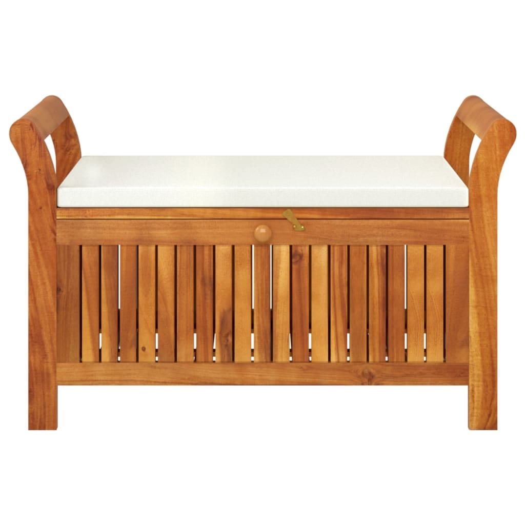 Patio Storage Bench with Cushion 35.8" Solid Wood Acacia