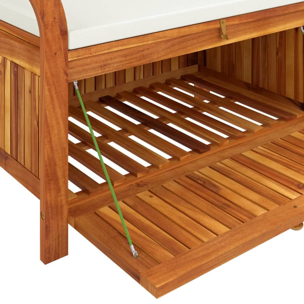 Patio Storage Bench with Cushion 35.8" Solid Wood Acacia