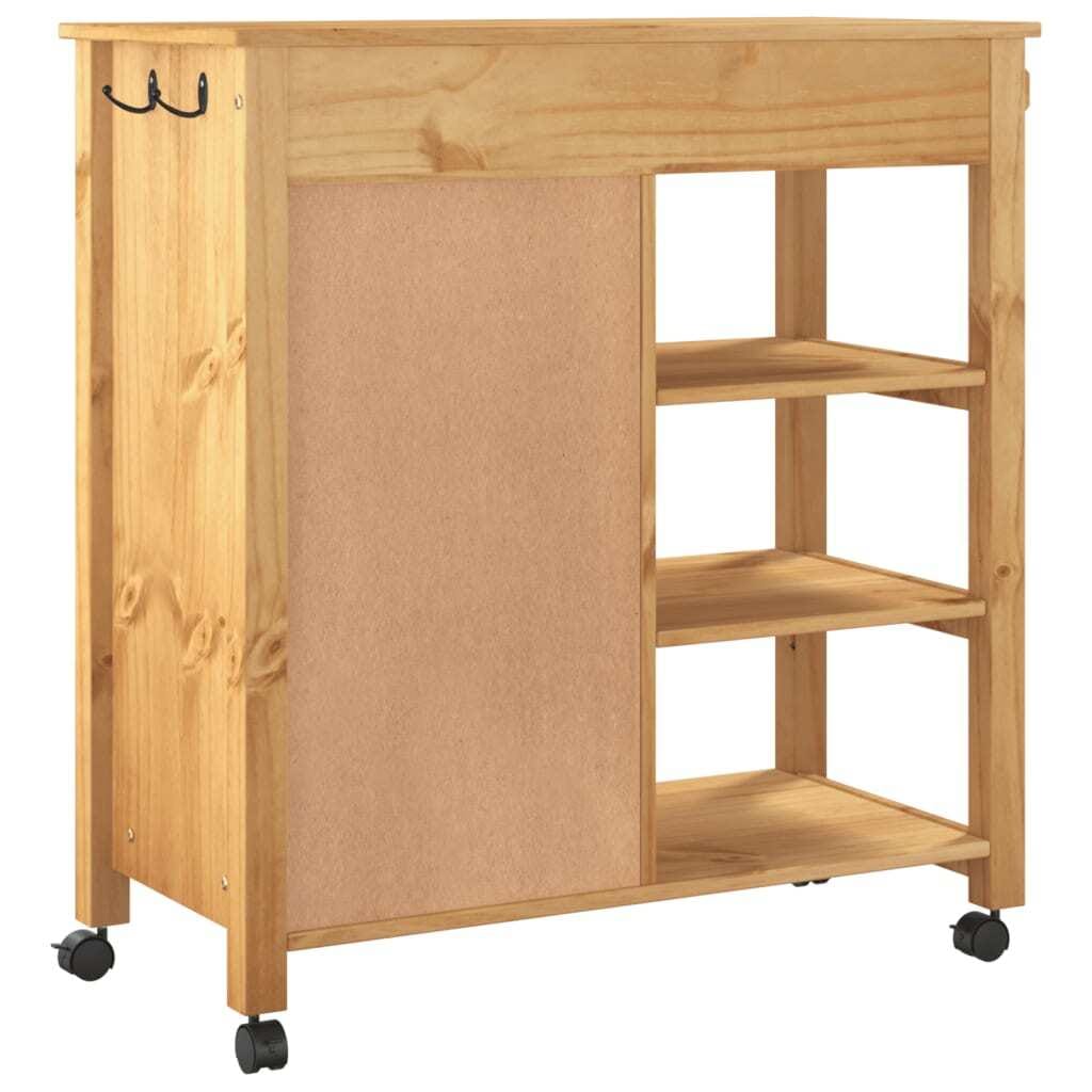 Kitchen Trolley MONZA 33.1"x15.7"x34.8" Solid Wood Pine