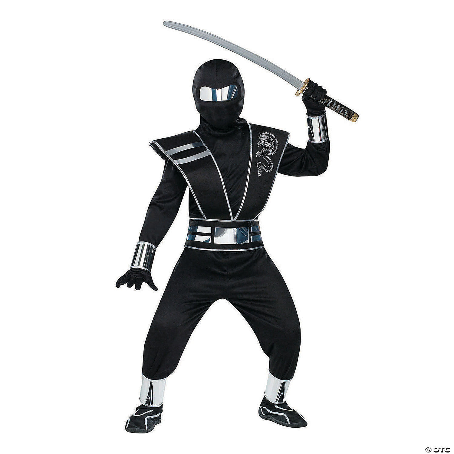 Silver mirror ninja chld lg 12