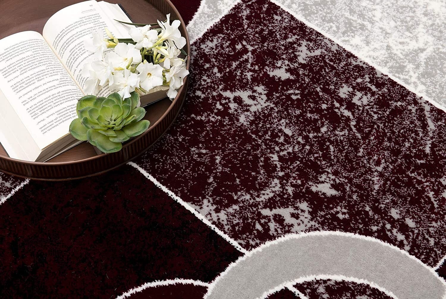 8' X 10' Red Abstract Dhurrie Area Rug