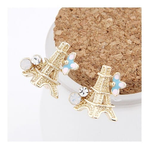 Cutie Czech Rhinestone Inlaid Eiffel Tower Ear Studs