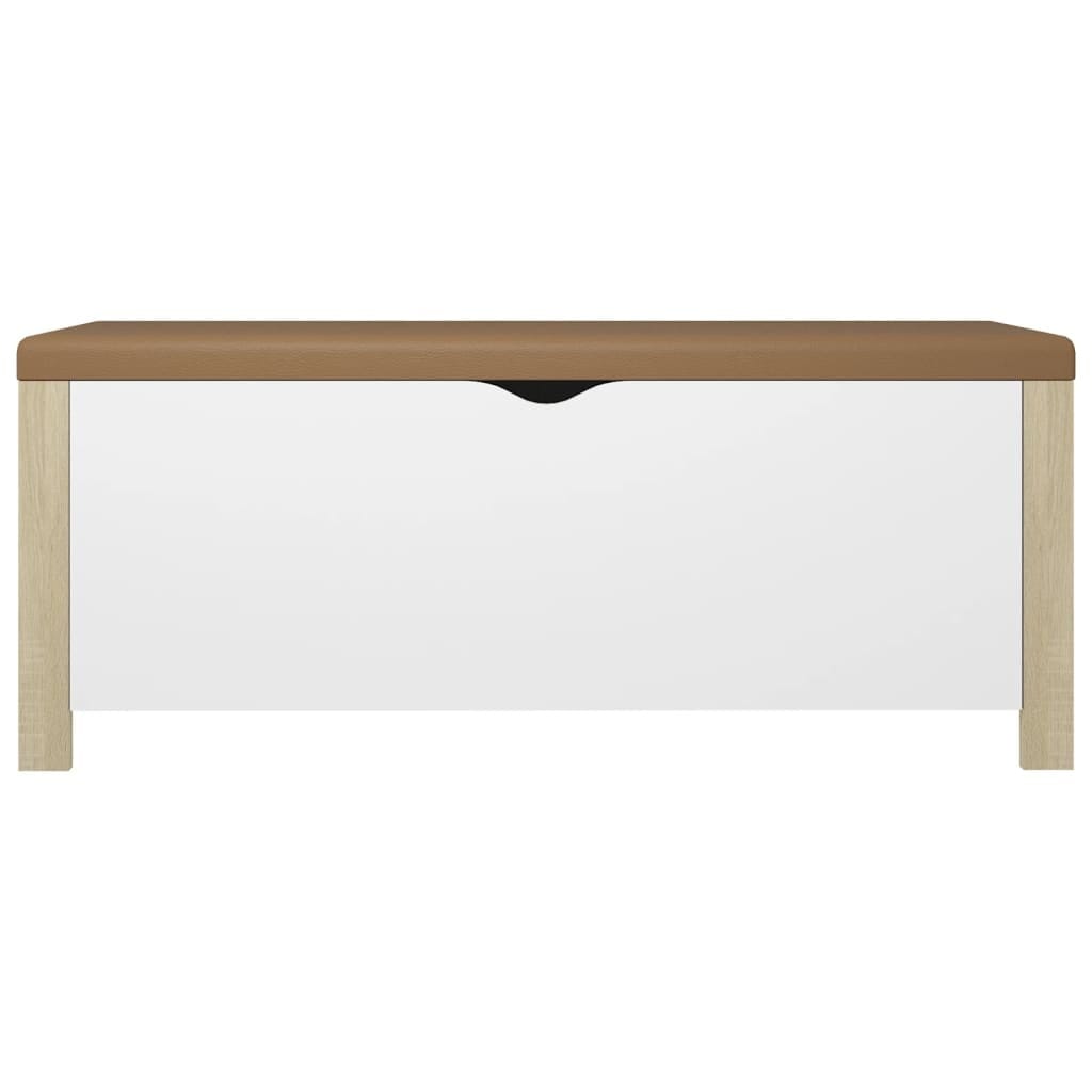 Storage Box with Cushion White and Sonoma Oak 41.3"x15.7"x17.7" Engineered Wood