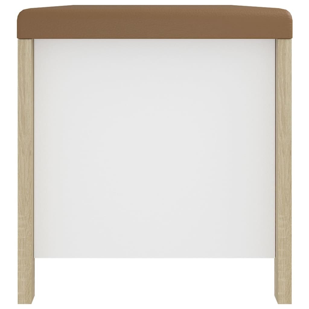Storage Box with Cushion White and Sonoma Oak 41.3"x15.7"x17.7" Engineered Wood