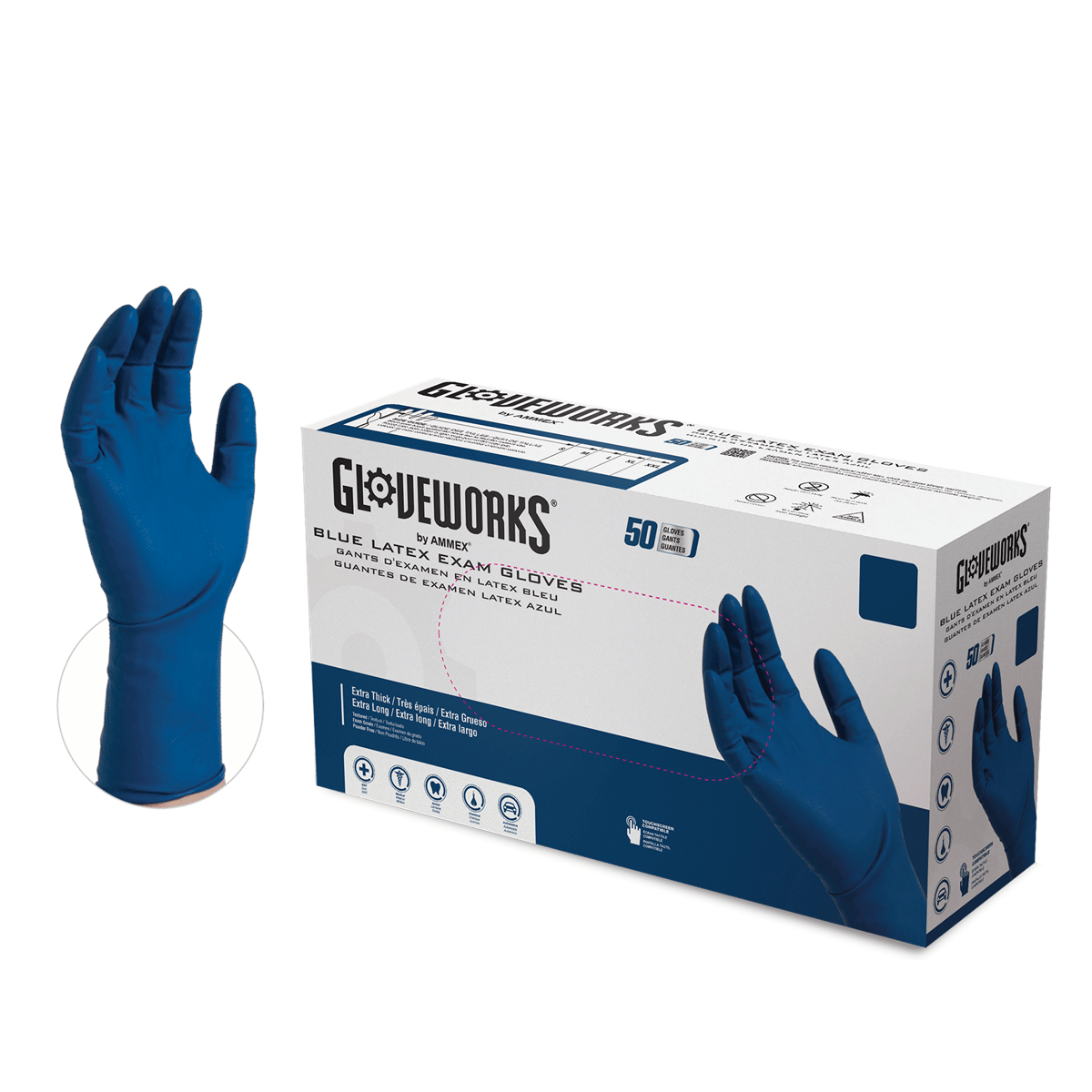 Gloveworks L HD P/F Extra Long Latex Gloves