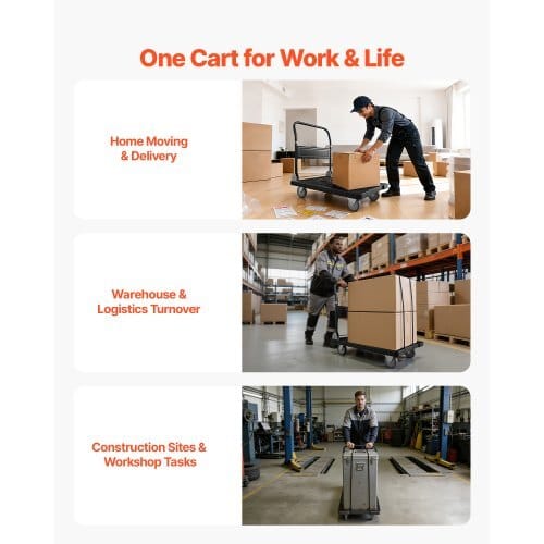Foldable Push Cart Dolly, 1000 lbs Capacity, Folding Platform Truck with Swivel Wheels, Moving Platform Hand Truck Flatbed Cart, Space Saving Push Handle, for Easy Storage, 35.2 x 23.4 x 33.5 in