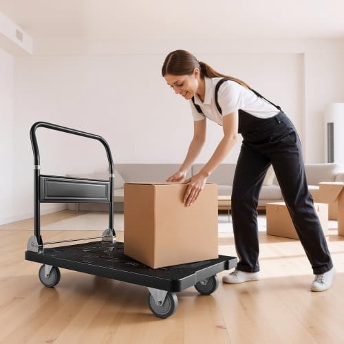 Foldable Push Cart Dolly, 1000 lbs Capacity, Folding Platform Truck with Swivel Wheels, Moving Platform Hand Truck Flatbed Cart, Space Saving Push Handle, for Easy Storage, 35.2 x 23.4 x 33.5 in