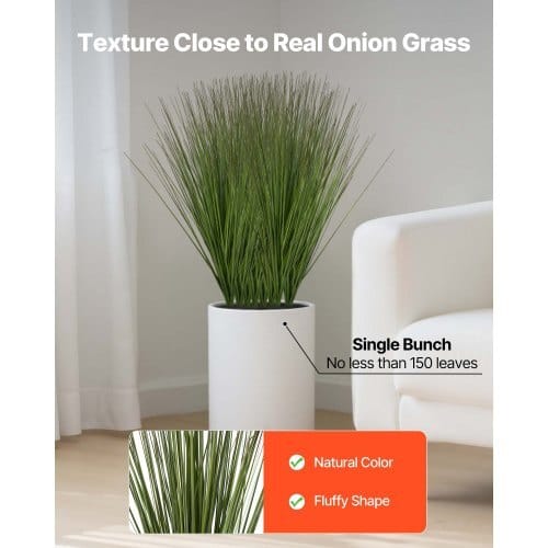 Artificial Grass Plant, 27 inch Faux Onion Grass Fake Greenery Shrubs Plant, Premium PVC for Indoor Outdoor House Home Garden Office Room D?©cor, Housewarming, 8 Pack Green
