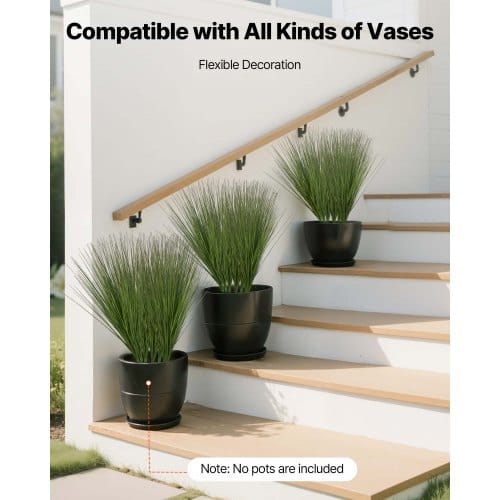 Artificial Grass Plant, 27 inch Faux Onion Grass Fake Greenery Shrubs Plant, Premium PVC for Indoor Outdoor House Home Garden Office Room D?©cor, Housewarming, 8 Pack Green