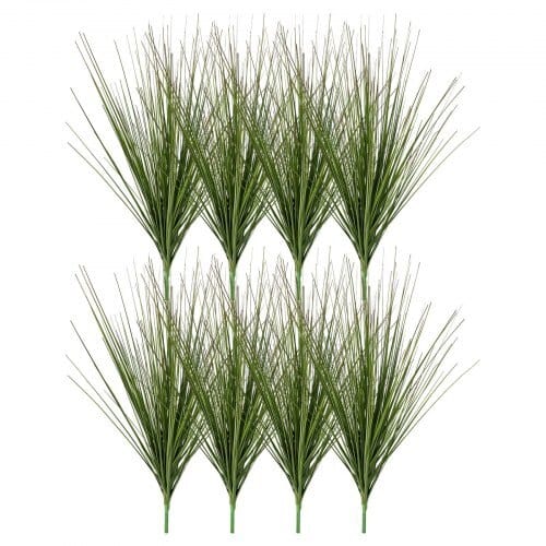 Artificial Grass Plant, 27 inch Faux Onion Grass Fake Greenery Shrubs Plant, Premium PVC for Indoor Outdoor House Home Garden Office Room D?©cor, Housewarming, 8 Pack Green