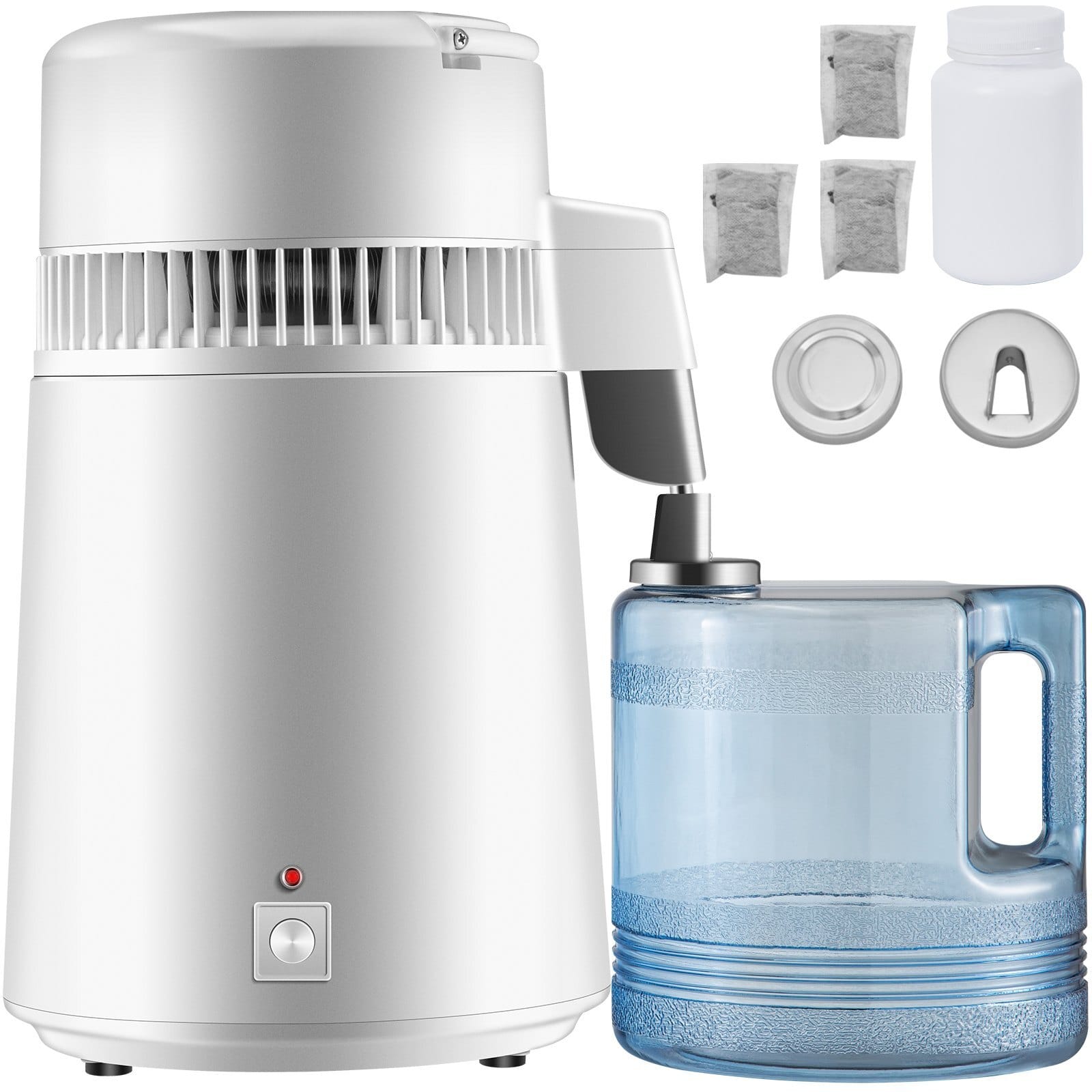 Pure Water Distiller 750W, Purifier Filter Fully Upgraded with Handle 1.1 Gal /4L, BPA Free Container, Perfect for Home Use, White