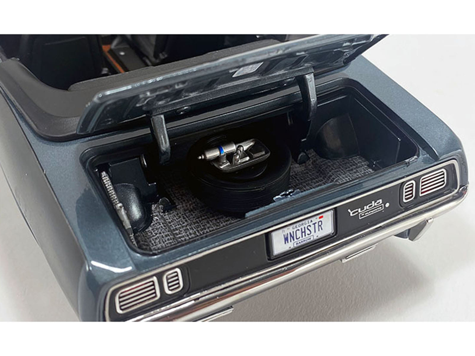 1971 Plymouth HEMI Cuda Convertible Winchester Gray with Black Soft Top Limited Edition to 354 pieces Worldwide 1/18 Diecast Model Car by ACME