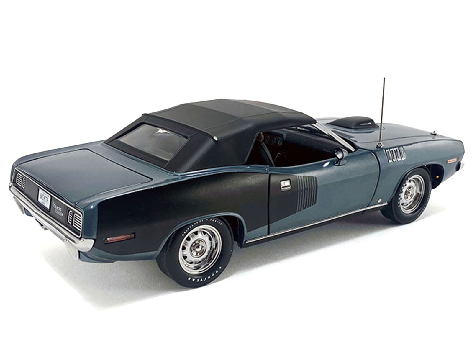1971 Plymouth HEMI Cuda Convertible Winchester Gray with Black Soft Top Limited Edition to 354 pieces Worldwide 1/18 Diecast Model Car by ACME