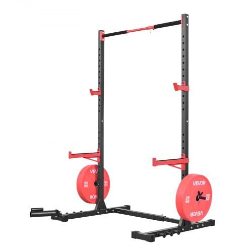 Power Cage Rack, Multifunctional Squat Rack for Home Gym, Width-Adjustable Workout Strength Training Equipment with 6 Band Pegs, Landmine Attachment & Safety Bars for Bench Press Squats Pull-Up