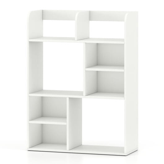 Desktop Display Rack with 8 Open Cubes for Home Office-White